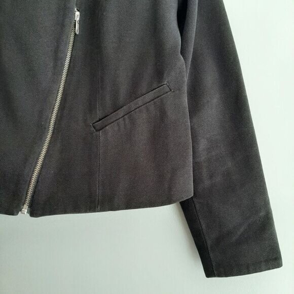 JOE'S JEANS Canvas Moto Bomber Textile Jacket Black Sz S - Picture 7 of 16